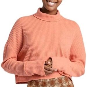 3/$15 Wild Fable NWT peach waffle knit cropped long sleeve turtleneck - SO soft!